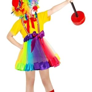 Colorful Clown Costume for Kids Child 7-10 Years NWT